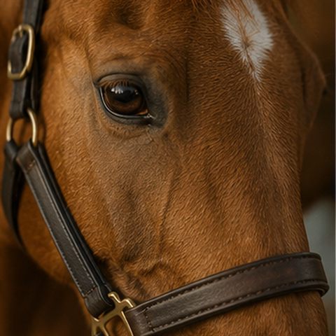 Close-up portrait of a chestnut horse