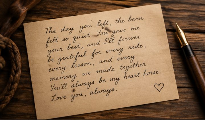 Handwritten note to a horse